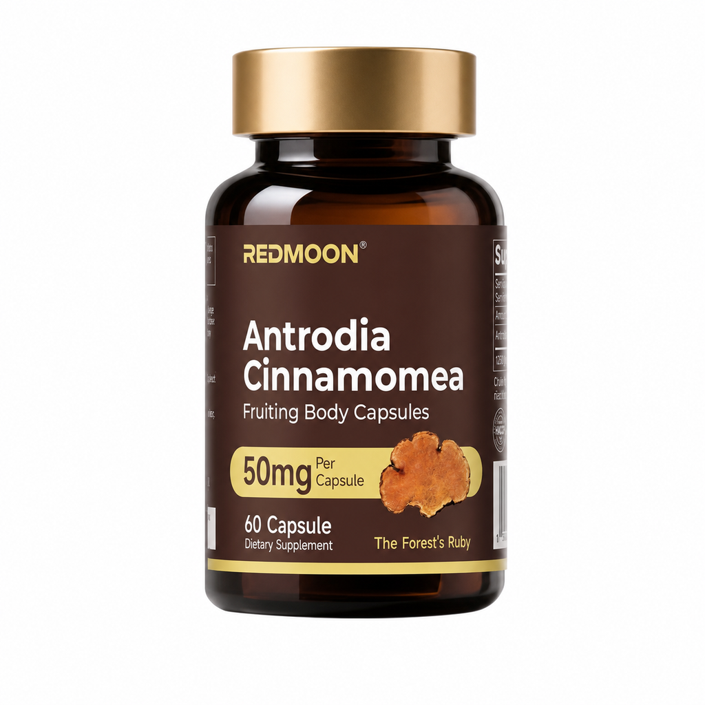 Redmoon Antrodia Cinnamomea Fruiting Body Capsules, 50mg per Capsule, 60 Count